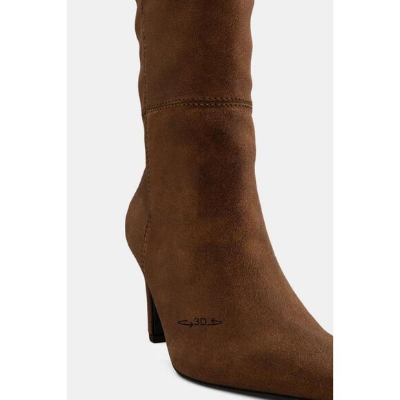 ZARA STITCHED SPLIT SUEDE HEELED BOOTS - Picture 8 of 8
